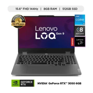 Laptop Gamer Lenovo LOQ 15.6" Intel Core i5-12450HX 8GB 512GB SSD RTX 3050 6GB
